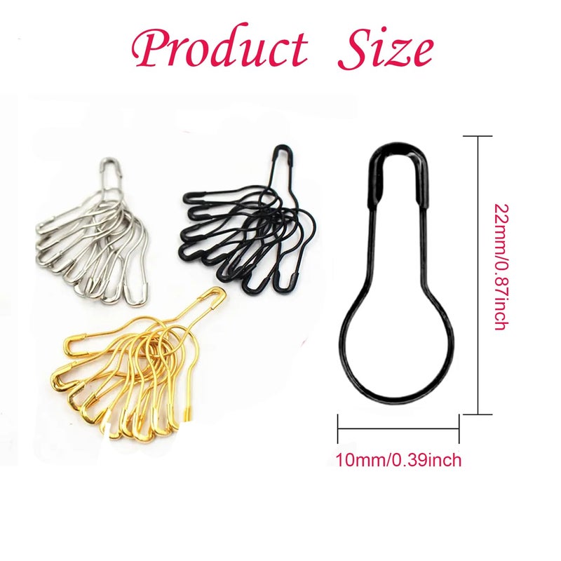 HAMIYELL 1000Pcs Metal Black Safety Pins/Bulb Pin/Gourd Pin/Calabash Pin for Clothing Crafting and DIY Home Accessories, Suitable for The Tailor - Image 2